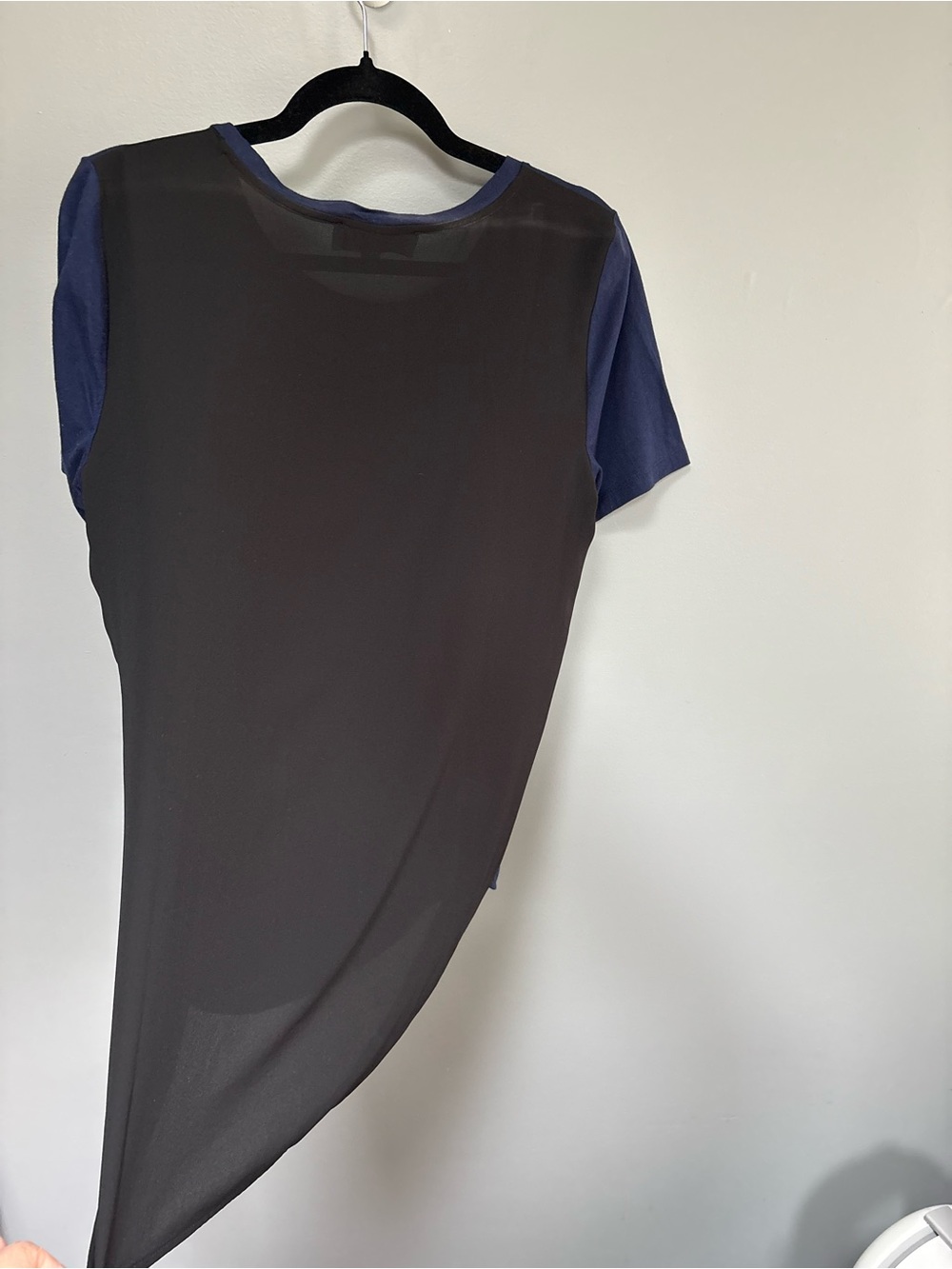 LOFT Navy Beaded Gem Short-Sleeve Women's Top Size M Black Sheer Back NWT - Picture 4 of 6